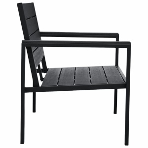 Bancă de grădină, negru, 120 cm, aspect de lemn, HDPE - Img 4