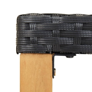 Bancă de grădină, negru, 120 cm, poliratan și lemn de acacia - Img 4