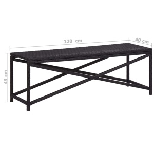 Bancă de grădină, negru, 120 cm, poliratan - Img 5