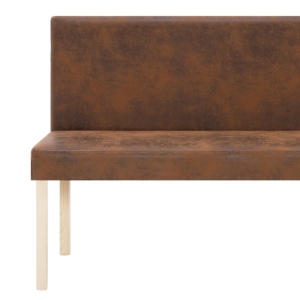 Bancă, maro, 139,5 cm, piele intoarsă ecologică - Img 6