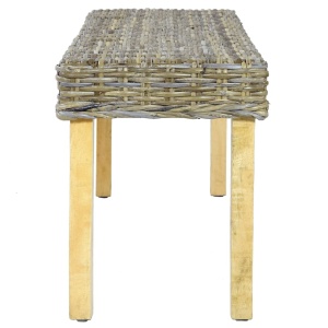 Bancă, natural, 110 cm, ratan kubu &amp; lemn masiv de mango - Img 3