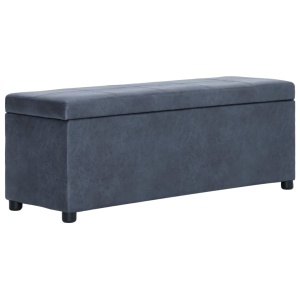Banchetă cu depozitare, gri, 116 cm, piele intoarsă ecologică - Img 8