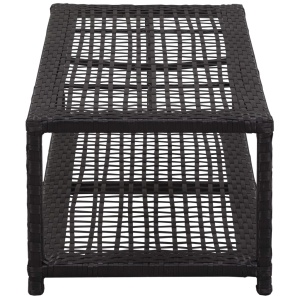 Banchetă pantofar, negru, 80 x 40 x 30 cm, poliratan - Img 2
