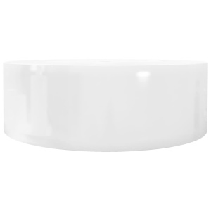 Bazin chiuvetă ceramică baie cu gaură robinet/preaplin, rotund, alb - Img 6