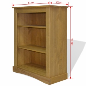 Bibliotecă 3 rafturi pin, stil mexican Corona, 81 x 29 x 100 cm - Img 5