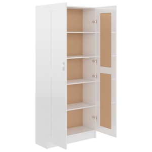 Bibliotecă, alb extralucios, 82,5 x 30,5 x 185,5 cm, PAL - Img 8