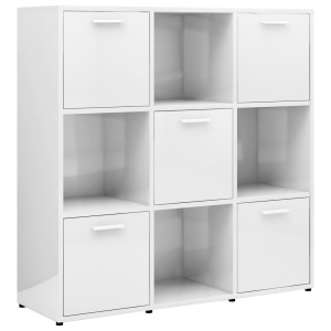 Bibliotecă, alb extralucios, 90 x 30 x 90 cm, PAL - Img 2
