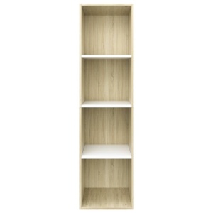 Bibliotecă/Comodă TV, alb și stejar sonoma, 36x30x143 cm, PAL - Img 5