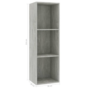 Bibliotecă/Comodă TV, gri beton, 36 x 30 x 114 cm, PAL - Img 10