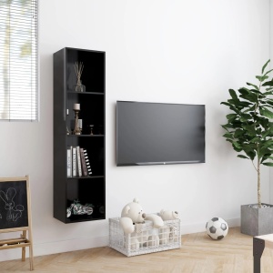 Bibliotecă/Comodă TV, negru, 143 x 30 x 36 cm - Img 3