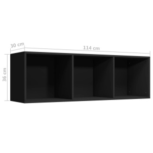 Bibliotecă/Comodă TV, negru, 36 x 30 x 114 cm, PAL - Img 11