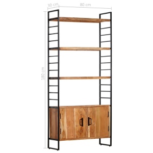 Bibliotecă cu 4 niveluri, 80x30x180 cm, lemn masiv de acacia - Img 12