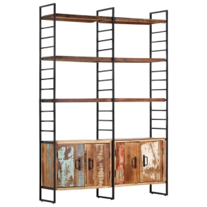 Bibliotecă cu 4 rafturi, 124 x 30 x 180 cm, lemn masiv reciclat - Img 9