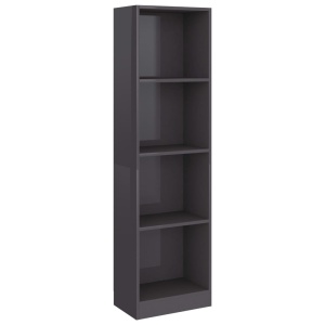 Bibliotecă cu 4 rafturi, gri extralucios, 40 x 24 x 142 cm, PAL - Img 2