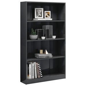 Bibliotecă cu 4 rafturi, gri extralucios, 80 x 24 x 142 cm, PAL - Img 3