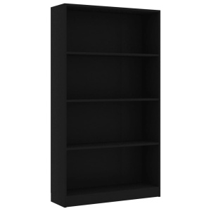 Bibliotecă cu 4 rafturi, negru, 80 x 24 x 142 cm, PAL - Img 2
