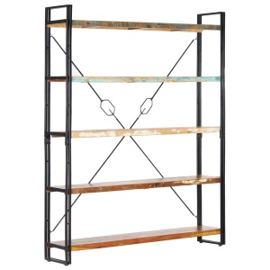 Bibliotecă cu 5 rafturi, 140 x 30 x 180 cm, lemn masiv reciclat - Img 9