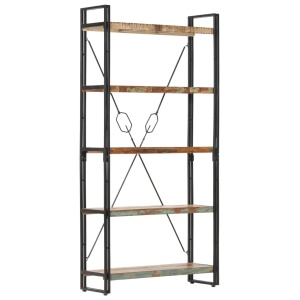 Bibliotecă cu 5 rafturi, 90 x 30 x 180 cm, lemn masiv reciclat - Img 7