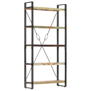 Bibliotecă cu 5 rafturi, 90 x 30 x 180 cm, lemn masiv reciclat - Img 11