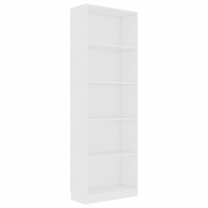 Bibliotecă cu 5 rafturi, alb, 60 x 24 x 175 cm, PAL - Img 2