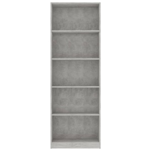 Bibliotecă cu 5 rafturi, gri beton, 60 x 24 x 175 cm, PAL - Img 4