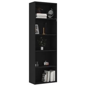 Bibliotecă cu 5 rafturi, negru, 60 x 30 x 189 cm, PAL - Img 3