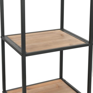 Bibliotecă din lemn masiv de brad și oțel, 40,5 x 32,5 x 180 cm - Img 6