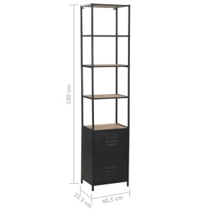 Bibliotecă din lemn masiv de brad și oțel, 40,5 x 32,5 x 180 cm - Img 9