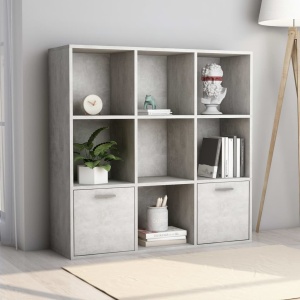 Bibliotecă, gri beton, 98 x 30 x 98 cm, PAL