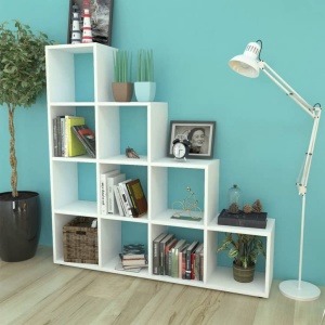 Bibliotecă in trepte / Raft de expunere 142 cm Alb
