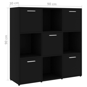 Bibliotecă, negru, 90 x 30 x 90 cm, PAL - Img 7