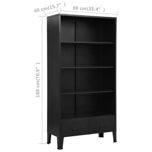 Bibliotecă, negru, 90 x 40 x 180 cm, oțel, industrial - Img 10