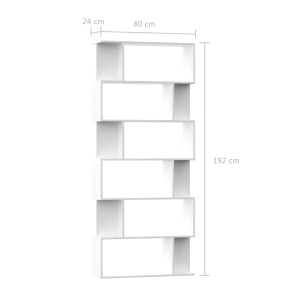 Bibliotecă/Separator cameră, alb, 80 x 24 x 192 cm, PAL - Img 6