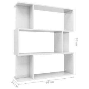 Bibliotecă/Separator cameră, alb lucios, 80x24x96 cm, PAL - Img 7