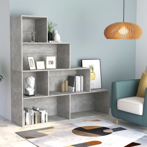 Bibliotecă/Separator cameră, gri beton, 155x24x160 cm, PAL