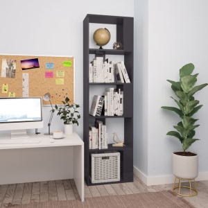 Bibliotecă/Separator cameră, gri extralucios, 45x24x159 cm, PAL