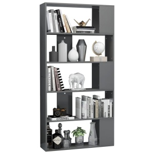 Bibliotecă/Separator cameră gri extralucios 80x24x159 cm PAL - Img 3