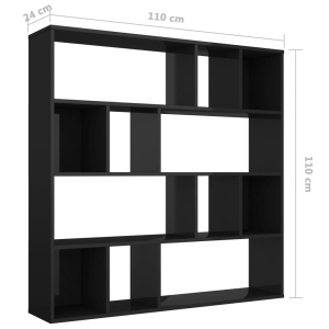 Bibliotecă/Separator cameră negru extralucios 110x24x110 cm PAL - Img 6