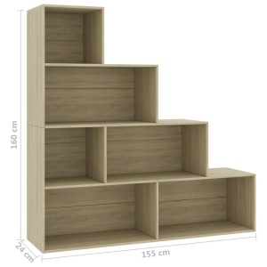 Bibliotecă/Separator cameră, stejar Sonoma, 155x24x160 cm, PAL - Img 5