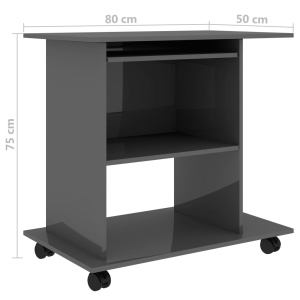 Birou de calculator, gri extralucios, 80 x 50 x 75 cm, PAL - Img 5