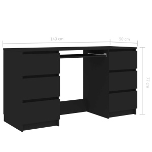 Birou de scris, negru, 140 x 50 x 77 cm, PAL - Img 5