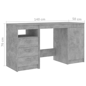 Birou, gri beton, 140 x 50 x 76 cm, PAL - Img 9