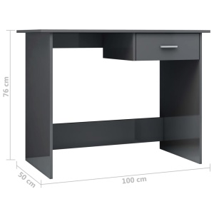 Birou, gri foarte lucios, 100 x 50 x 76 cm, PAL - Img 5