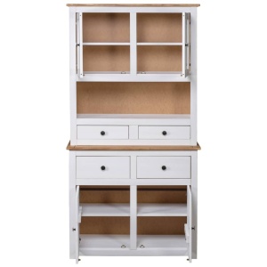 Bufet inalt, alb, 93x40,5x180 cm, lemn masiv pin, gama Panama - Img 5