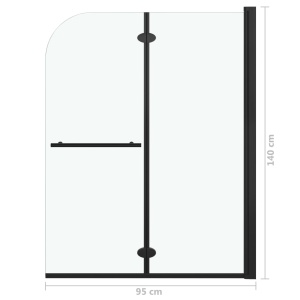 Cabină de duș pliabilă, 2 panouri, negru, 95 x 140 cm, ESG - Img 6