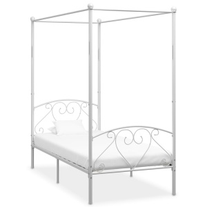 Cadru de pat cu baldachin, alb, 90 x 200 cm, metal