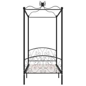 Cadru de pat cu baldachin, negru, 100 x 200 cm, metal - Img 3