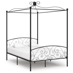 Cadru de pat cu baldachin, negru, 120 x 200 cm, metal