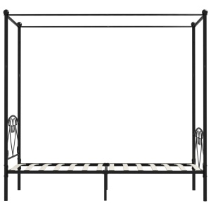 Cadru de pat cu baldachin, negru, 120 x 200 cm, metal - Img 3