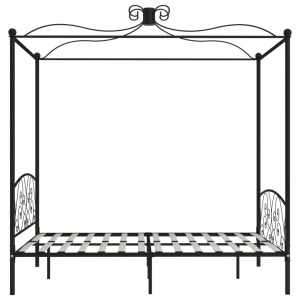 Cadru de pat cu baldachin, negru, 160 x 200 cm, metal - Img 4